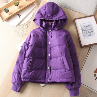 外套夹克女 连帽羽绒服面包服 日本单 洋气纯色宽松显瘦保暖短款
