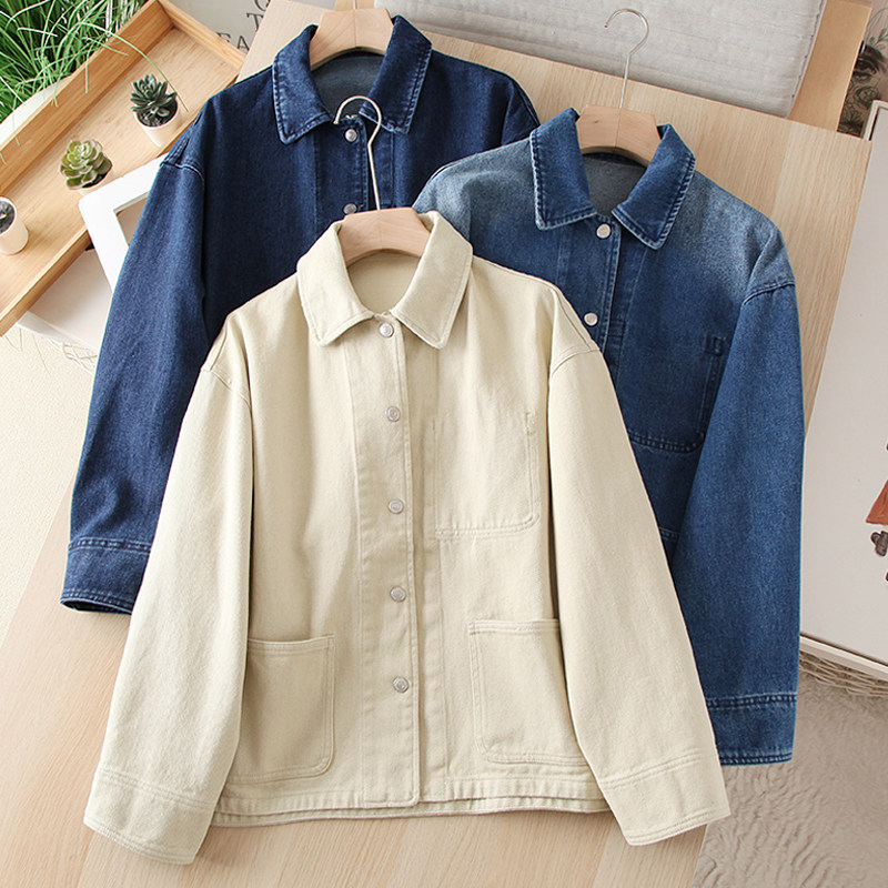 2025秋新品 水洗口袋装饰收腰显瘦休闲复古风牛仔夹克 女宽松外套,女装/女士精品,短外套,淘宝优惠券,粉丝福利购,淘宝优惠卷