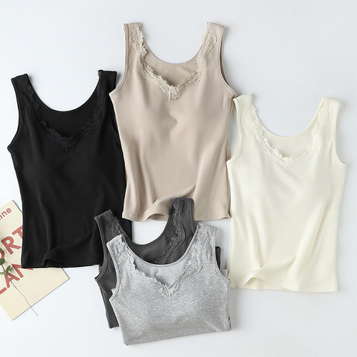 带胸垫磨毛棉保暖背心