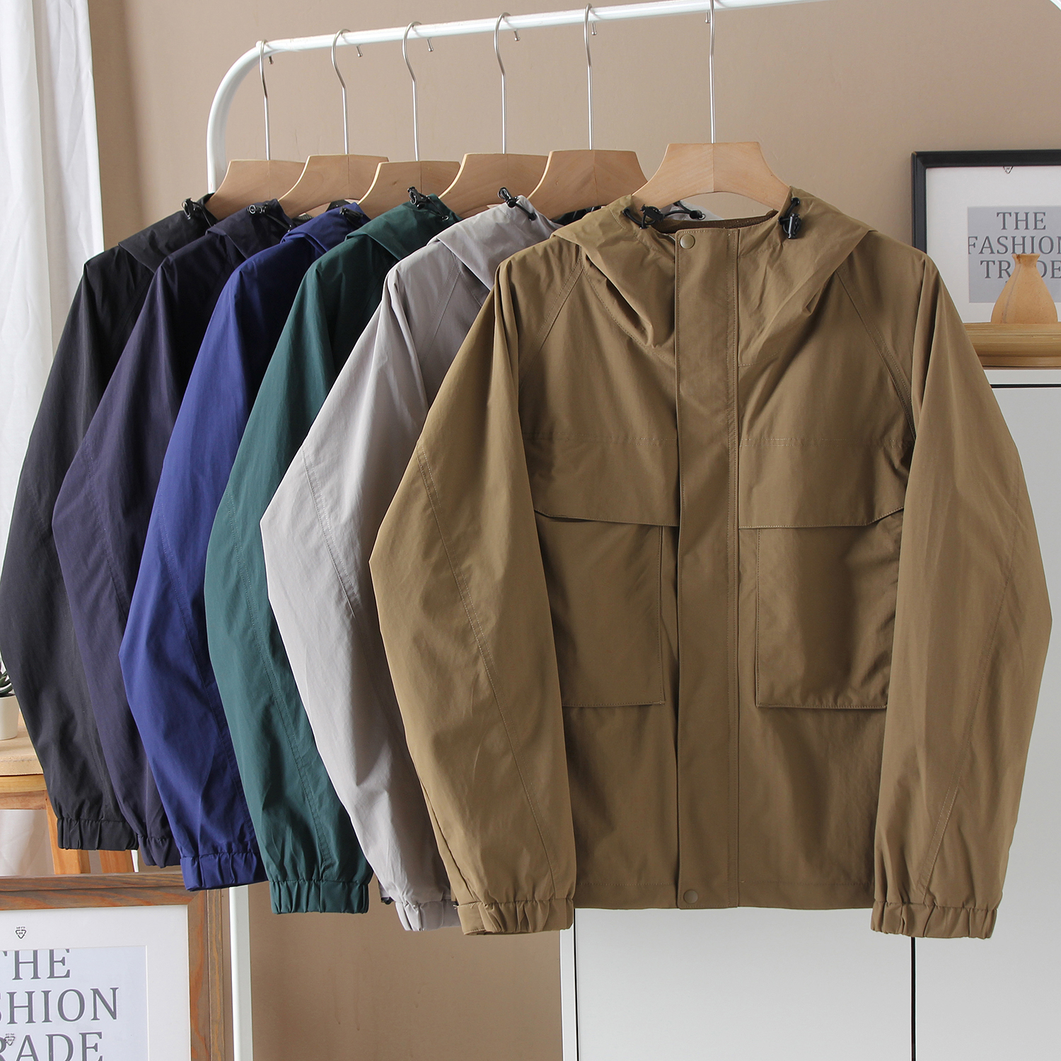 防风连帽工装登山服夹克情侣外套