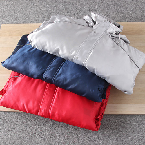 亮面中长款宽松显瘦连帽棉衣