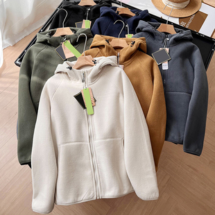 基础百搭 温暖有型 可情侣男士连帽开襟摇粒绒外套潮秋冬款抓绒衣