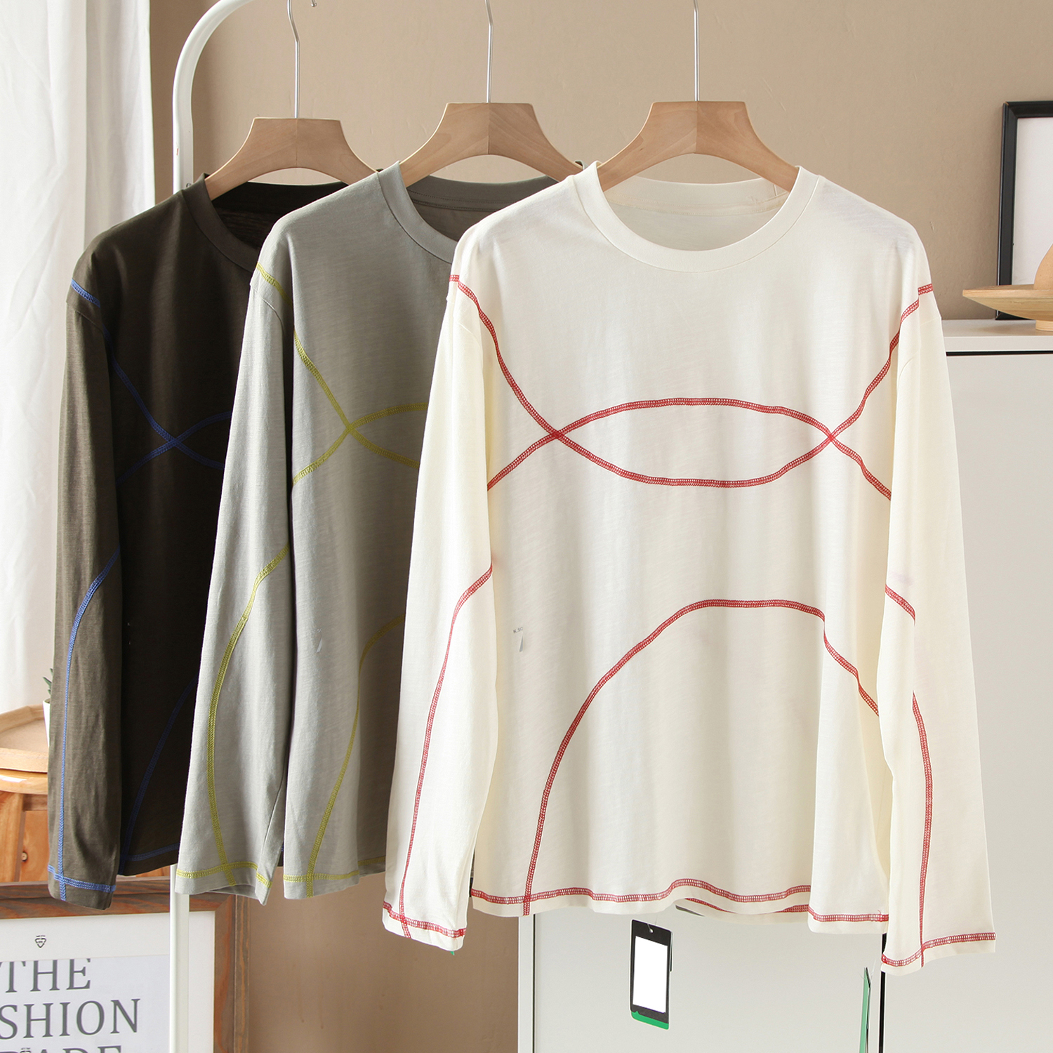 户外山系情侣哈苏明线竹节棉T恤