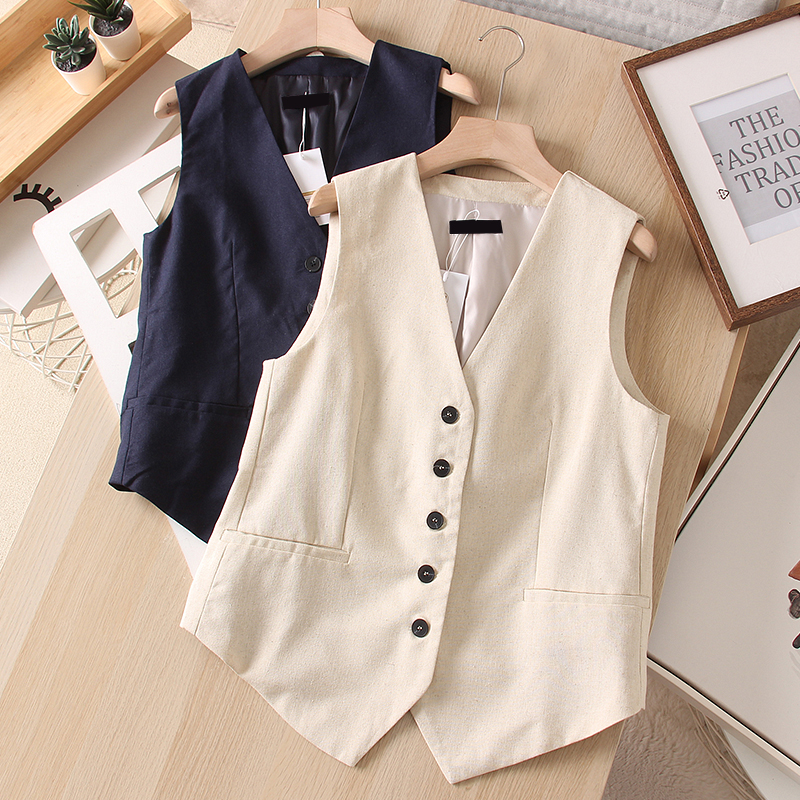 单排扣宽松西装马甲背心