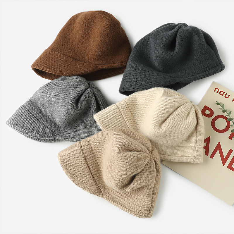 保暖凹造型绵羊毛针织冷帽