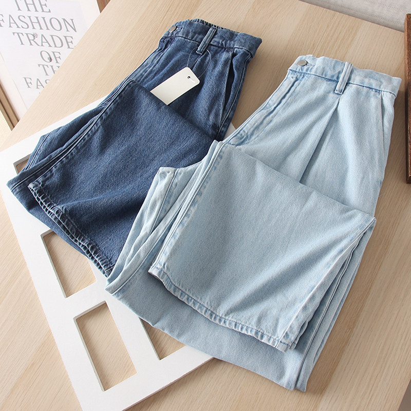 缘货！少量！经典款时尚百搭垂感打褶高腰显瘦直筒牛仔裤女,女装/女士精品,牛仔裤,淘宝优惠券,粉丝福利购,淘宝优惠卷