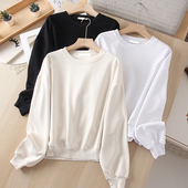 美单 全棉毛圈宽松圆领套头卫衣女2025早春新品 纯色外套休闲上衣