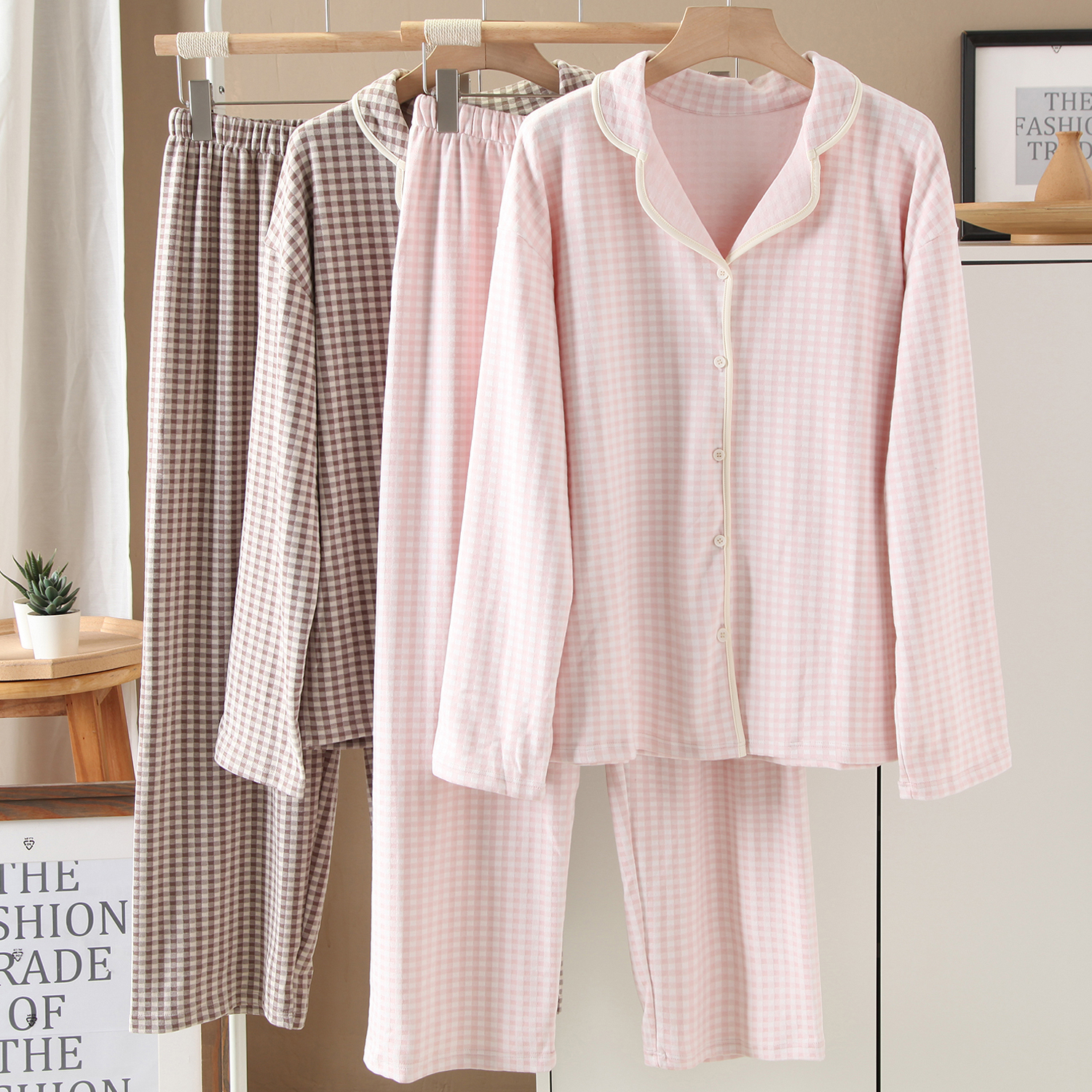 松弛感磨毛居服睡衣女两件套装