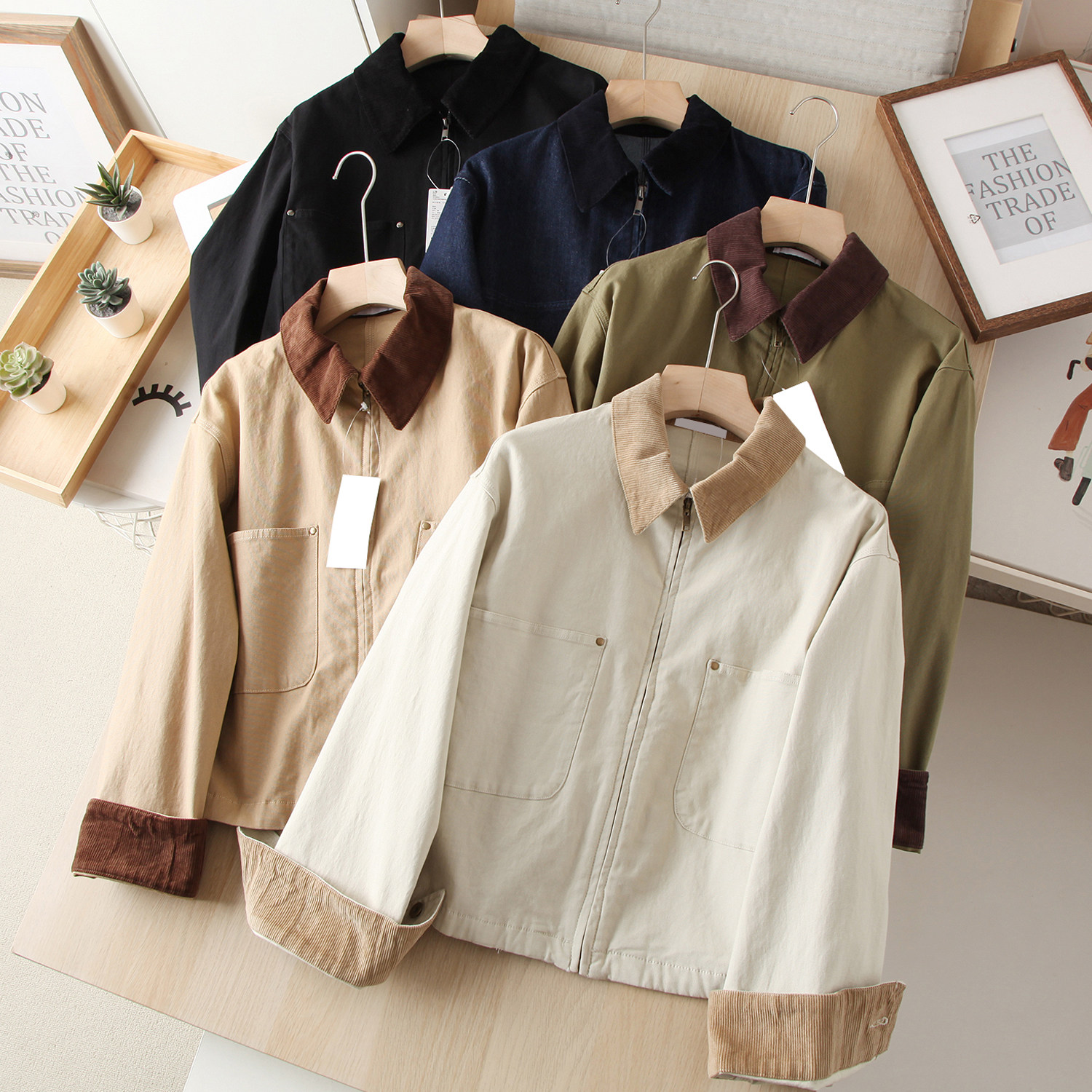 巴恩风2025日系秋冬款女装休闲百搭拉链短茄克/外套翻领夹克上衣,女装/女士精品,短外套,淘宝优惠券,粉丝福利购,淘宝优惠卷