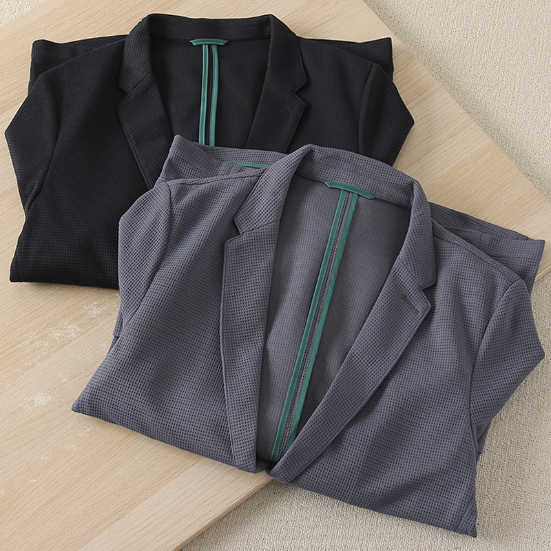 透气弹力针织休闲西服春夏男