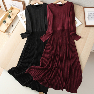 春款红色爆闪满天星针织连衣裙