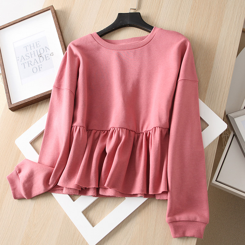 春季新款短款百搭显瘦下摆女套头