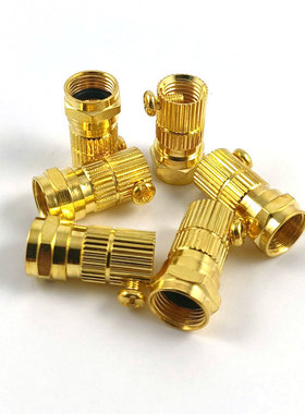 全铜镀金螺丝英制F头 有线电视机顶盒接头 闭路线 天线插头 细针