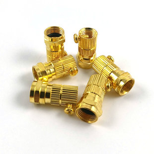 全铜镀金螺丝英制F头 有线电视机顶盒接头 闭路线 天线插头 细针