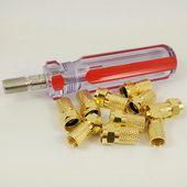 5四屏蔽线用 功分器分支器机顶盒接头 全铜镀金75 5英制F头助力器