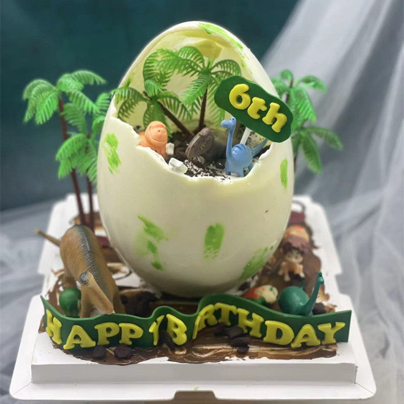 网红儿童创意敲敲乐侏罗纪恐龙蛋鸵鸟蛋男孩生日蛋糕深圳同城配送