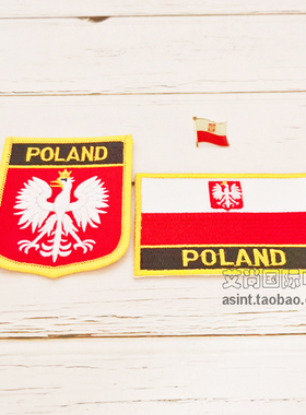 Poland波兰国旗带徽布贴 背胶 胸章三件套 服饰刺绣补丁配饰臂章