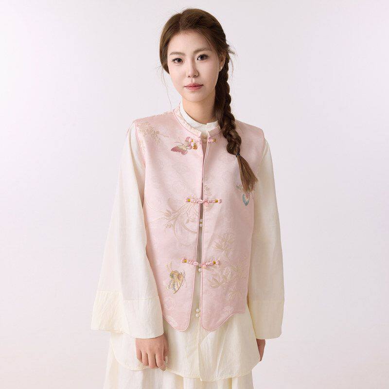 2025年中国风上衣外套新中式盘扣马夹背心春秋款马甲女装复古风