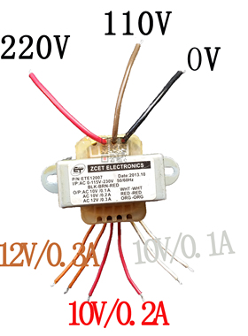 ETE12007AZCETELECTRONICS变压器10v/0.1A 10V/0.2A 12V/0.3A