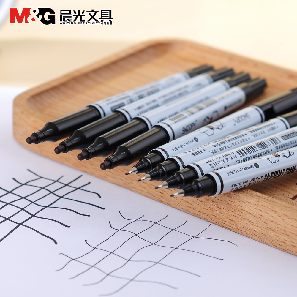 晨光小双头记号笔蓝色米菲粗细