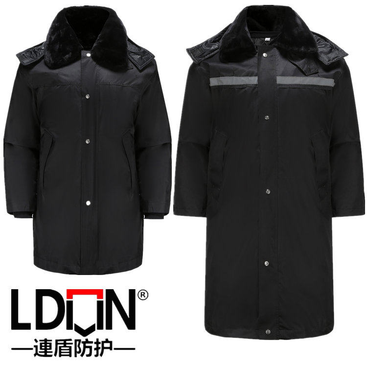 连盾棉大衣防雨水执勤黑色拆洗