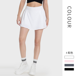 一体假两件运动裙裤半身裙带口袋显瘦短裤瑜伽健身百褶裙