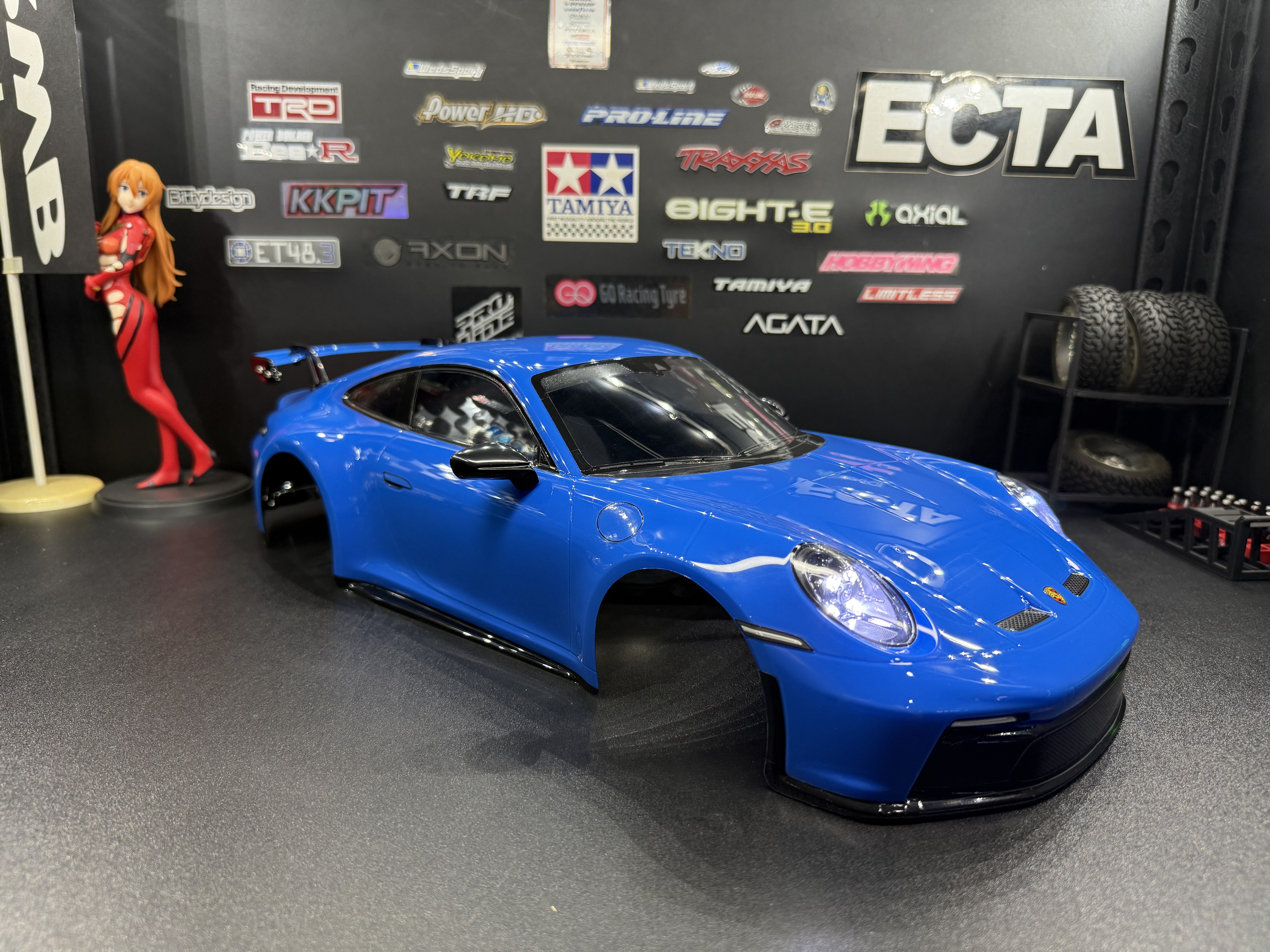 田宫保时捷1/10 911 GT3 992蓝色车壳58591