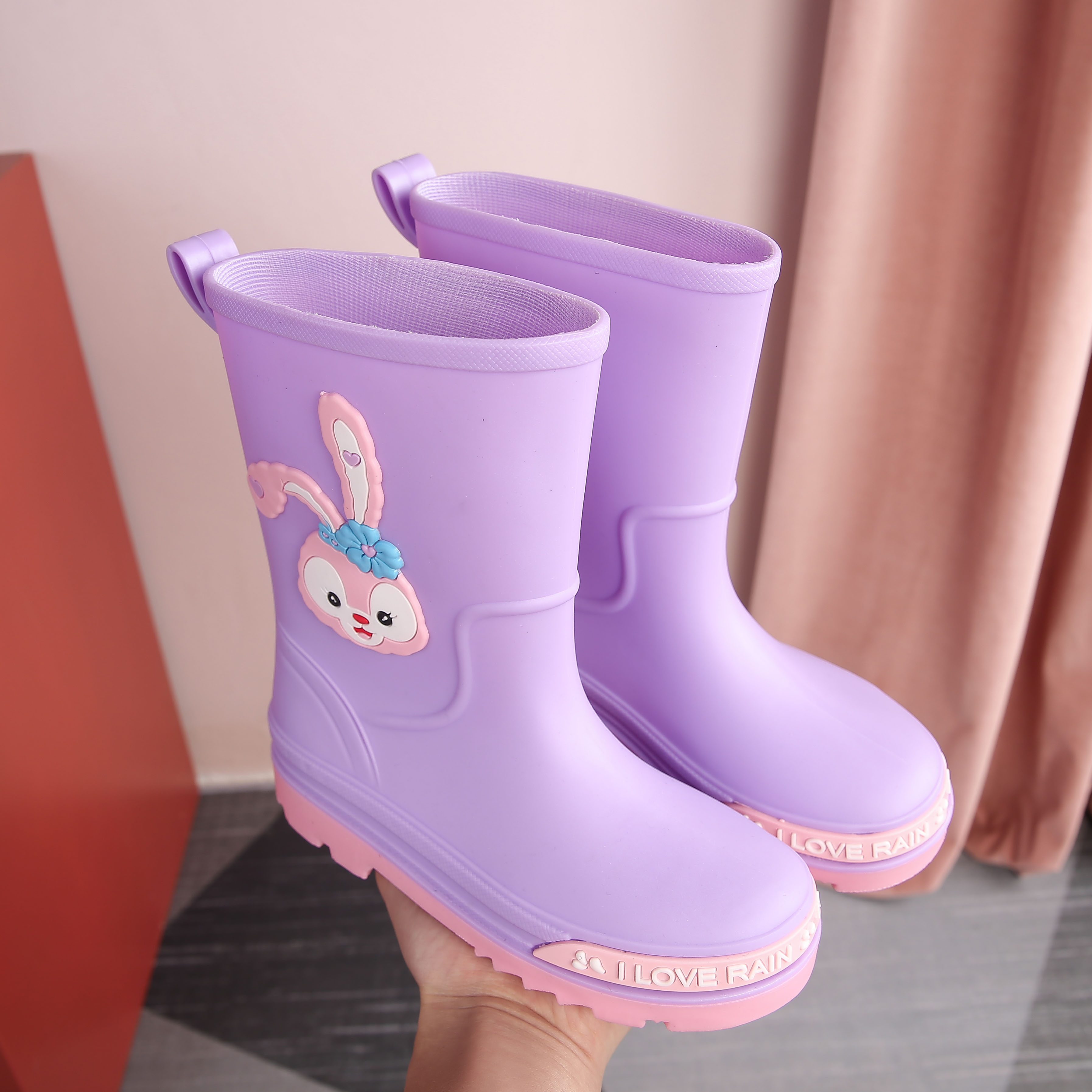 儿童可爱雨鞋女孩中筒胶鞋小学生卡通防水雨靴幼儿园专用防滑水鞋