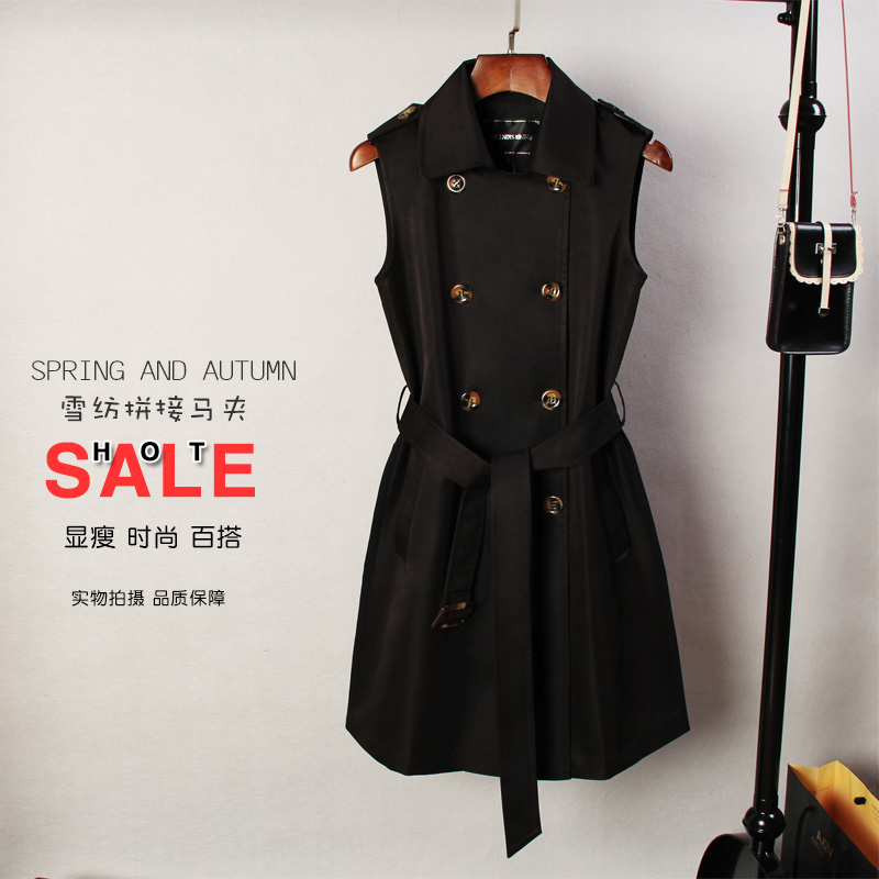 2021春秋新款欧美无袖雪纺风衣