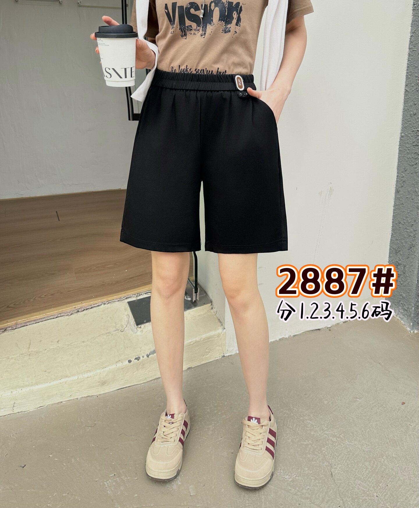 彩衣蝶Momo2025年夏季新款韩版宽松松紧腰休闲短裤女款五分裤2887