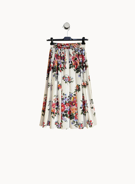 Balla 花卉印花府绸棉橡筋腰半裙度假风大摆裙女