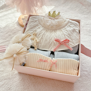 婴儿礼盒套装春秋季INS宝宝公主衣服女孩新生儿见面礼物百天周岁