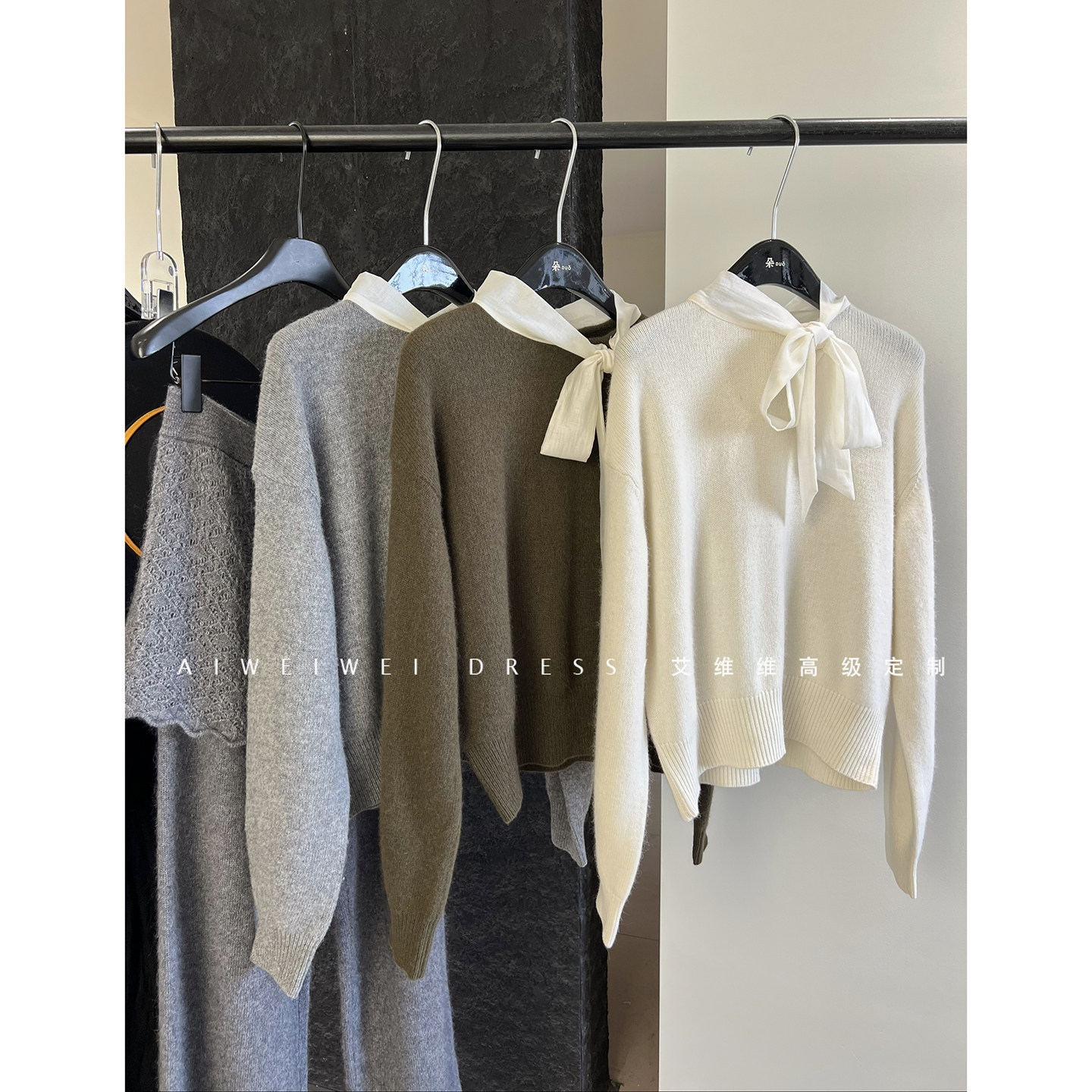 软糯糯的羊毛飘带领结毛衣～法式设计师款 打底单穿针织衫女秋冬