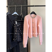 特价 毛衣 小香风打底单穿针织衫 捡漏 钉珠镶钻领口轻奢樱花粉