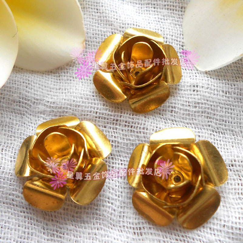 黄铜玫瑰花DIY饰品花朵材料新品