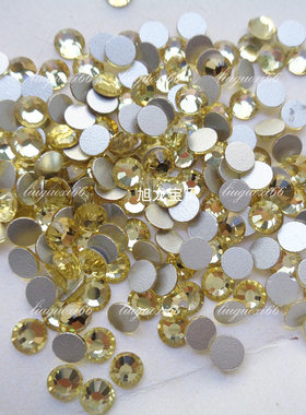 平底水钻浅黄色 DIY配件 手机套贴钻 散钻 水晶玻璃钻 美甲粘钻