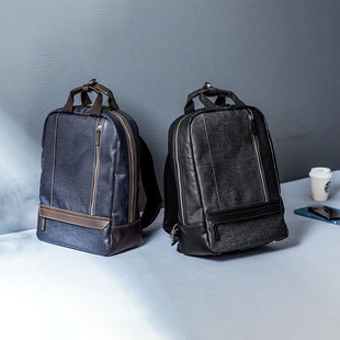 背包防水双肩电脑包商务日本制冈山牛仔布时尚简约休闲轻便笔记本包休闲轻量版耐磨ins风男女通勤包