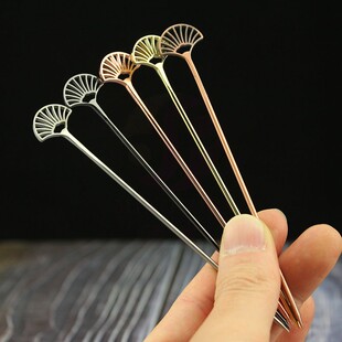 酒术不锈钢扇子造型鸡尾酒签中国风装饰签马天尼橄榄签酒针水果签