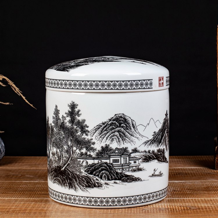 骨灰坛子景德镇陶瓷白色大号高档骨灰盒迁坟骨灰瓶专用棺材骨灰罐