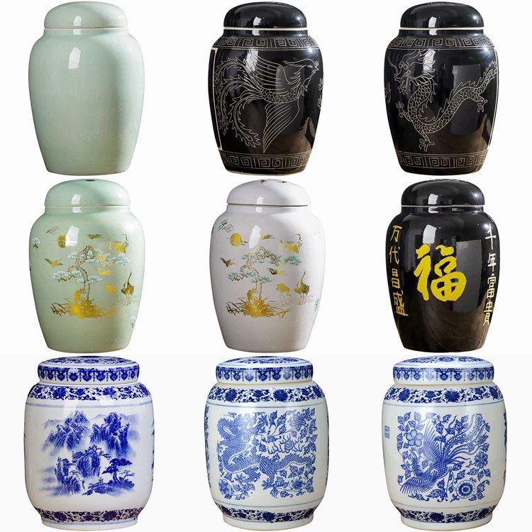 40厘米60cm超大号骨灰坛骨灰罐高档骨灰盅骨灰盒青花陶瓷迁坟捡骨,商业/办公家具,骨灰盒,淘宝优惠券,粉丝福利购,淘宝优惠卷