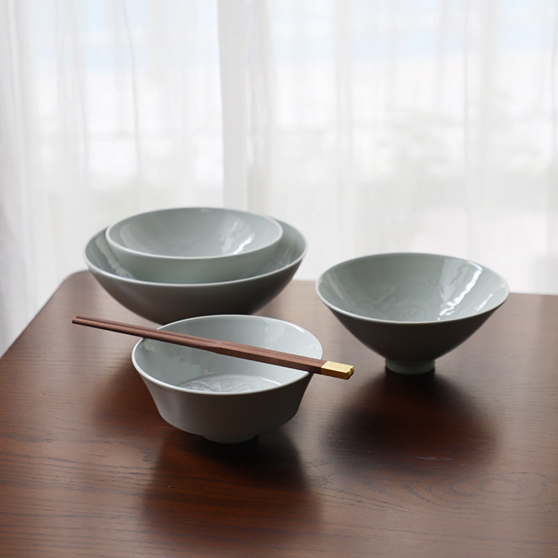 山水一间景德镇陶瓷餐具家用瓷器大号面碗菜碗中式实用复古枢府瓷