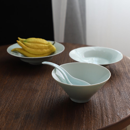 山水一间仿宋餐具家用葵口饭碗汤碗中式小碟菜盘纯色可放洗碗机 - 封面
