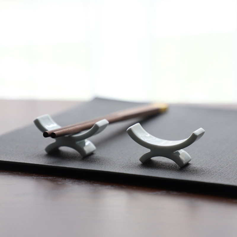 景德镇家用陶瓷简约筷子托勺子架会所餐厅摆台餐具配件青白色