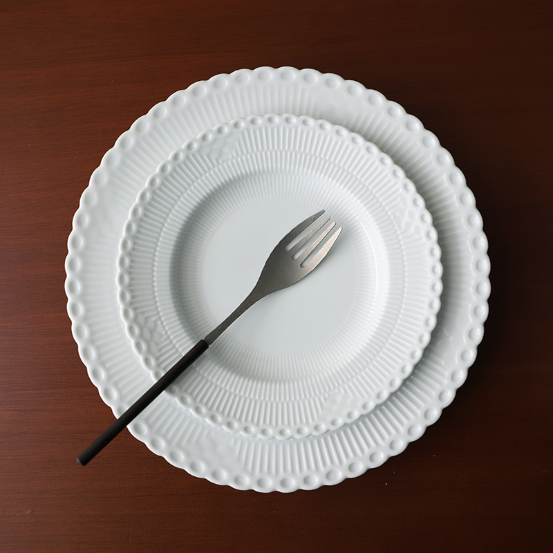 景德镇陶瓷白色蕾丝盘子