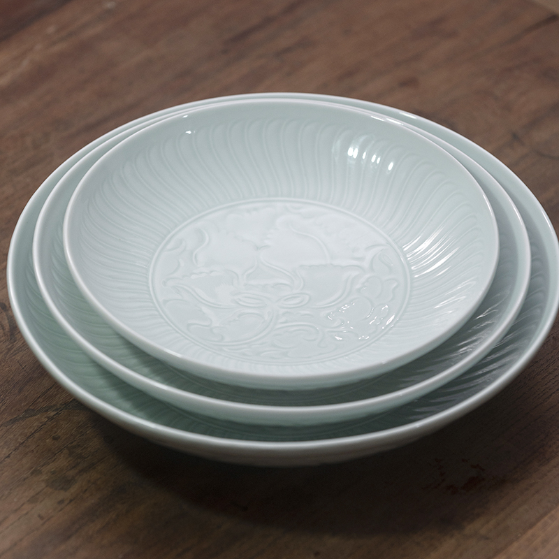 景德镇陶瓷餐具宋青圆形菜盘子