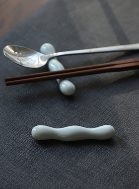 山水一间筷子架勺托中式筷子托双筷公筷垫陶瓷餐具筷枕酒店摆台