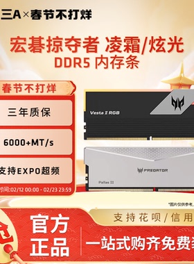 宏碁掠夺者凌霜DDR5炫光星舰6000/7200冰刃影锋超频台式机内存条