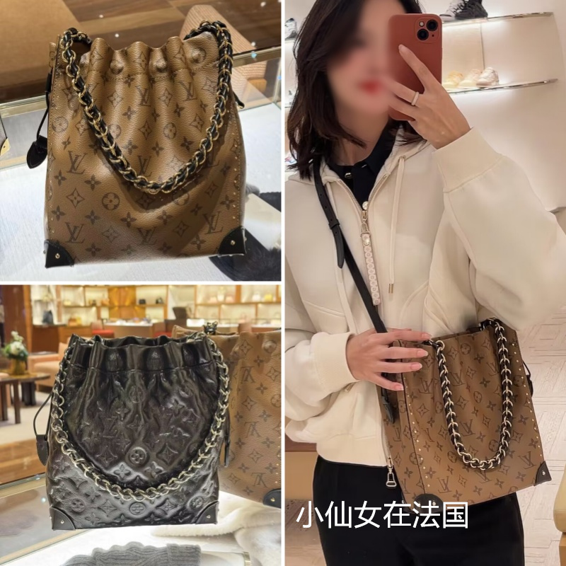 LV/路易威登女包新款Trunk noe 抽带水桶包手提单肩斜挎包 M13324