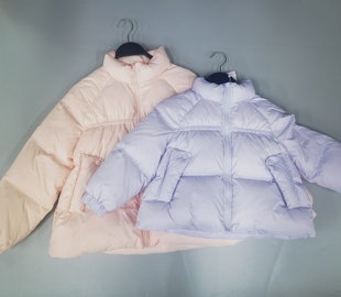 清货 紫色橘色女童儿童短款羽绒服羽绒外套