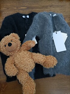 清货 意大利童装蒙家M家出口儿童上衣兔毛女童黑色灰色毛衣